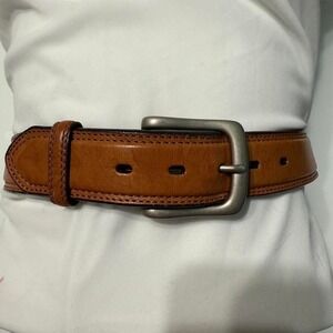 Brown Genuine Leather Belt | Antique Silver Buckle | Classic Everyday Belt M
